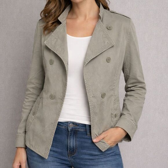 Banana Republic Jackets & Blazers - Banana Republic Khaki Trench Jacket Women Size 12 Cotton Double Breasted